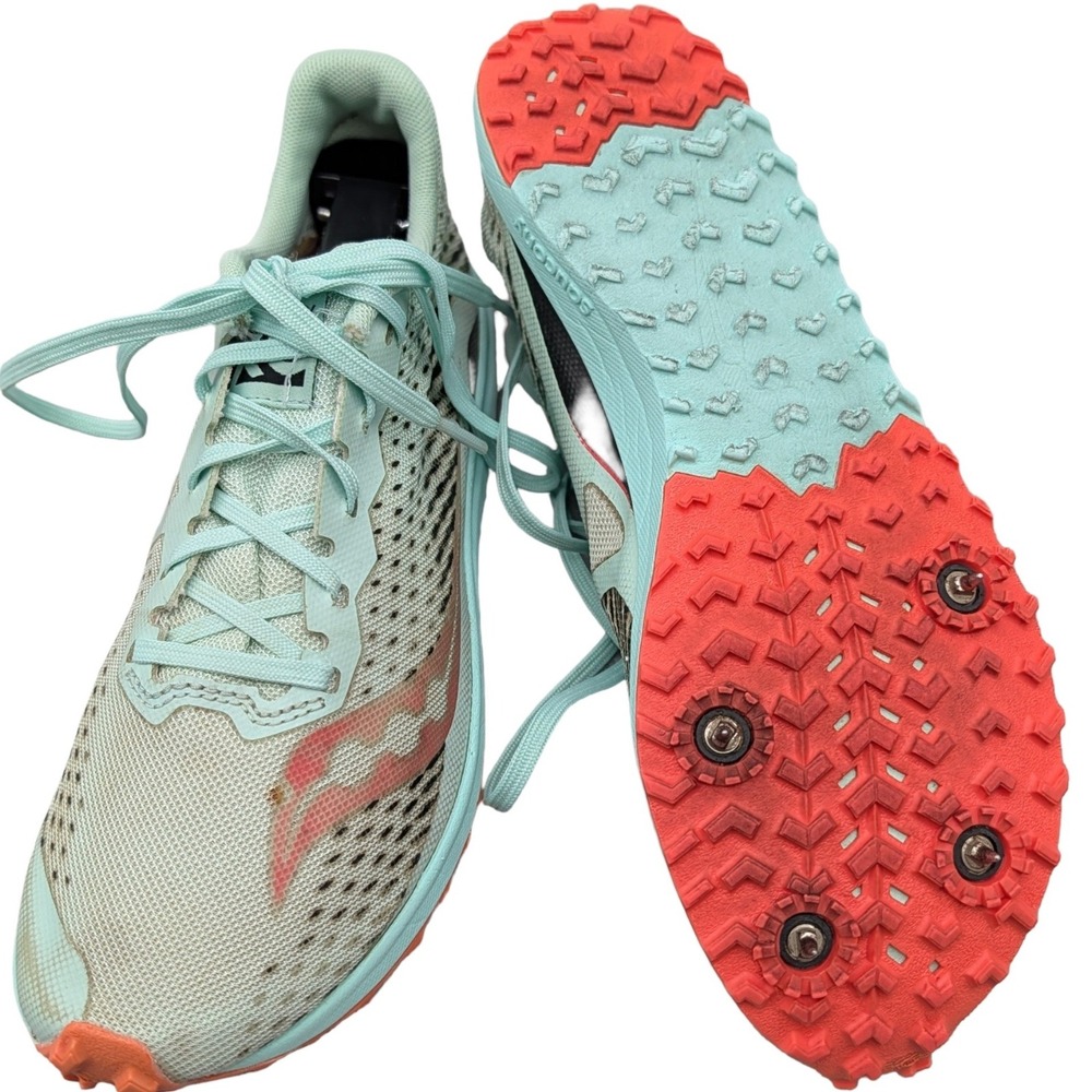 Saucony Havok XC2 Cross Country Spikes Mint Green Orange Womens Size 7 S19068-1